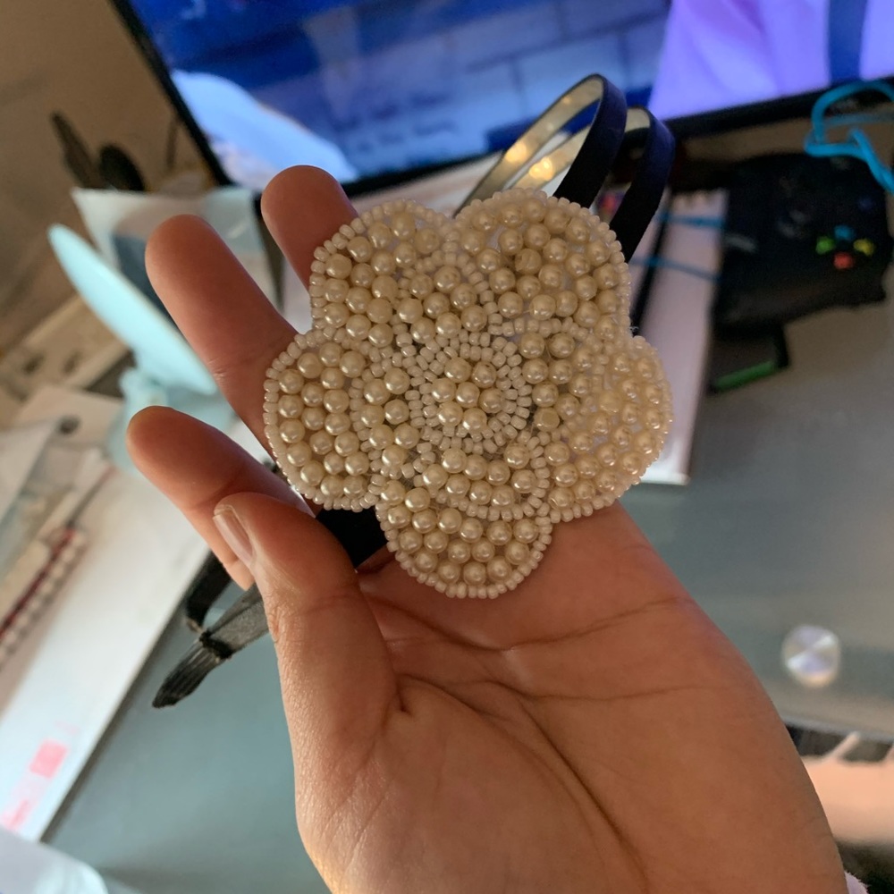 Faux Pearl Embroidered Headband